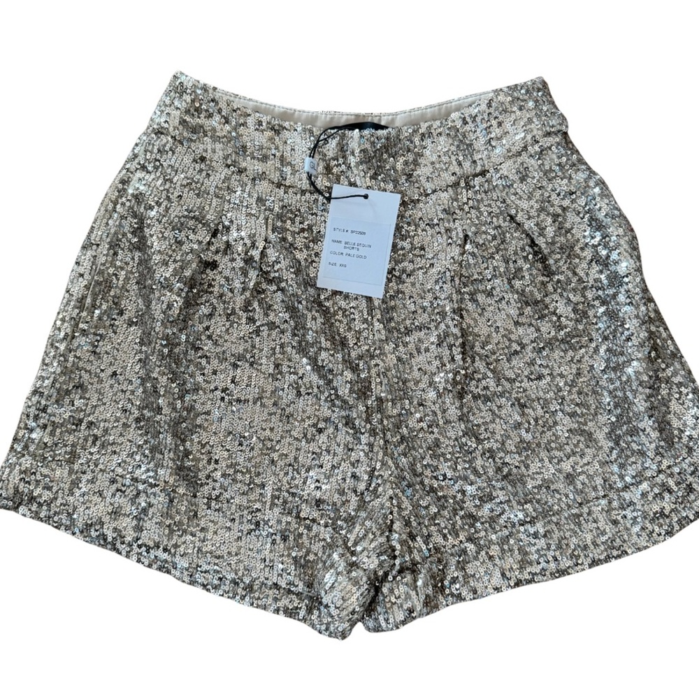 Generation Love Belle Pale Gold Sequin Shorts Size XXS